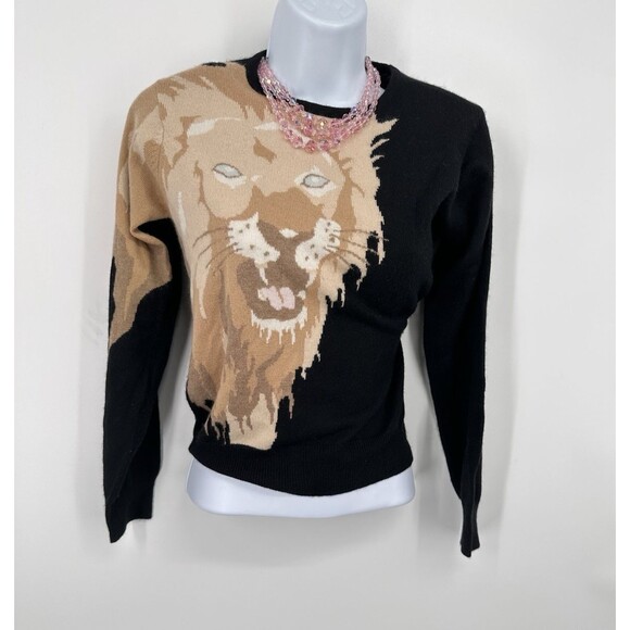 Cashmere By  PRINGLE of Scotland  rare print   Cashmere Jumper Black Sz S - Picture 1 of 14